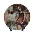 thumbnail image 1 of Wukai Vintage Collage Girl Butterfly Print Decorative Plate for Display,Bone China Decorative Plate, Ceramic Dinner Plate with Stand, Vertical Ceramic Plate-6in, 1 of 6