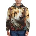 thumbnail image 1 of Wukai Vintage Colorful Flower Puppy Print Men Hoodies Fleece Sweatshirts Long Sleeve Sweaters Pullover Fall Outfits Winter Clothes-Medium, 1 of 7