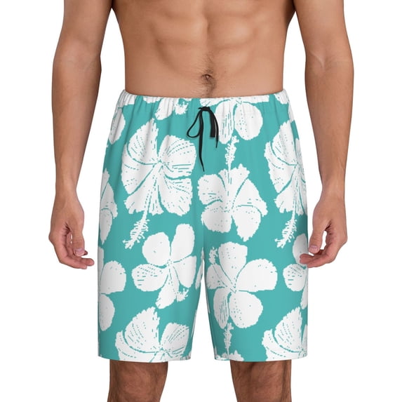 Wukai Vintage Floral Men’s Short Pajama Pants With Pockets Soft Sleep Pj Shorts for Men-3X-Large