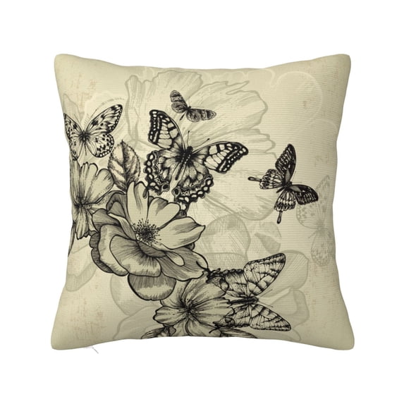 Wukai Vintage Floral Premium Polyester Fleece Pillow Covers with Hidden Zipper Closure,Luxuriously Soft and Durable-20"x20"