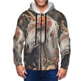 thumbnail image 1 of Wukai Vintage Floral White Horse Print Men's Zip-Up Hoodie,Fleece Full-Zip Hoodie for Men, Hooded Sweatshirt-Medium, 1 of 5