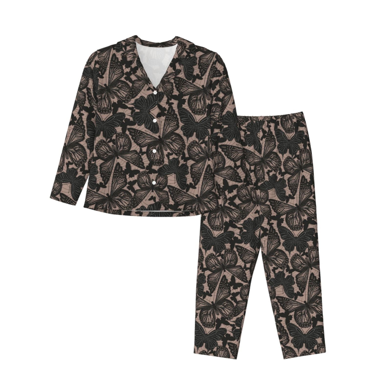 由紀ページ Wukai Vintage Flowers Print Women's Pajama Long Sleeve