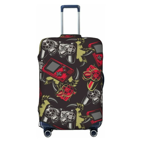 Wukai Vintage Gaming Elastic Luggage Cover: Personalized Protection for Your Suitcase - Fits 19~29-inch, Washable & Durable Travel Companion-Medium