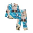 thumbnail image 1 of Wukai Vintage Map Travel Essentials Men's Long-Sleeve Pajama Set - Comfortable Sleepwear with Button-Down Shirt and Pants-Small, 1 of 6