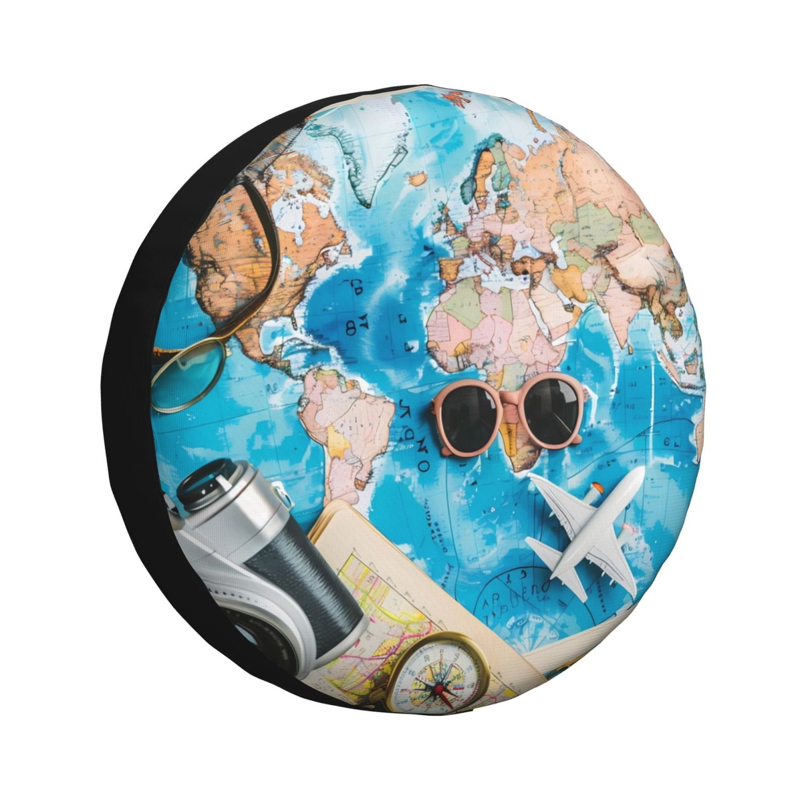 USA Flag Spare Tire Cover - Waterproof PVC Leather For RV, Jeep, Truck (Fits 25.6-27.2" Diameter)