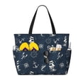 thumbnail image 1 of Wukai Vintage Marine Print Zipper Bag,large Beach Tote Bag,Waterproof Sandproof Bag,Grocery and Picnic Tote Travel Bag, 1 of 5