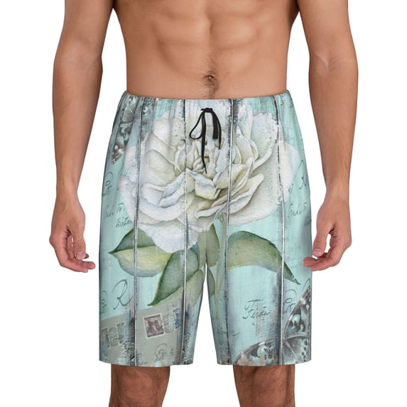 Wukai Vintage Rose1 Men’s Short Pajama Pants With Pockets Soft Sleep Pj Shorts for Men-XX-Large