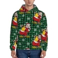 thumbnail image 1 of Wukai Vintage Santa Skiing Green Plaid Print Men Hoodies Fleece Sweatshirts Long Sleeve Sweaters Pullover Fall Outfits Winter Clothes-Small, 1 of 7