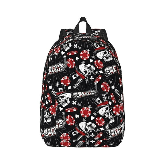 Wukai Vintage Skull Casino Paper Reusable Cosmetic bag,Travel Toiletry Organizer Capacity,Waterproof Puzzle Bags