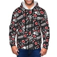 thumbnail image 1 of Wukai Vintage Skull Casino Print Men's Zip-Up Hoodie,Fleece Full-Zip Hoodie for Men, Hooded Sweatshirt-Large, 1 of 5