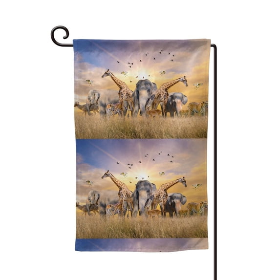 Wukai Vintage Wildlife Protection Print Garden Flag 12.5x18 Inch Double Sided Sun-resistant Rain-resistant, Wrinkle-resistant Colorfast(Only Flag)