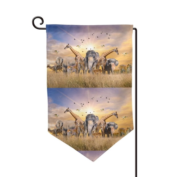 Wukai Vintage Wildlife Protection Print Garden Flag 12.5x18 Inch Double Sided Sun-resistant Rain-resistant, Wrinkle-resistant Colorfast(Only Flag)