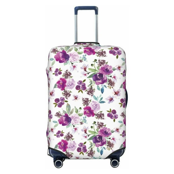 Wukai Violets Flowers Elastic Luggage Cover: Personalized Protection for Your Suitcase - Fits 19~29-inch, Washable & Durable Travel Companion-