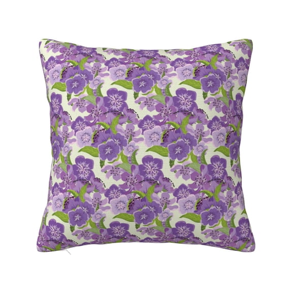 Wukai Violets Flowers Premium Polyester Fleece Pillow Covers with Hidden Zipper Closure,Luxuriously Soft and Durable-18"x18"