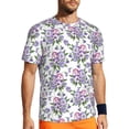 thumbnail image 1 of Wukai Violets Flowers Print Men's Short-Sleeved Mesh T-Shirt,Quick-Dry Short Sleeve Workout T-Shirt-X-Small, 1 of 8