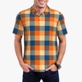 thumbnail image 1 of Wukai Warm Orange Plaid Men’s Polo Shirts Sleeve,Camisas Polo Para Hombre,True Classic Tees Men-Medium, 1 of 6