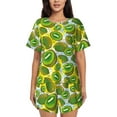 thumbnail image 1 of "Wukai Watercolor Kiwi Fruits Summer Women's Pajama Set - Short-Sleeve Top and Shorts with Elastic Waistband and Pockets for Loungewear, Yoga, and Casual Wear-Medium, 1 of 8