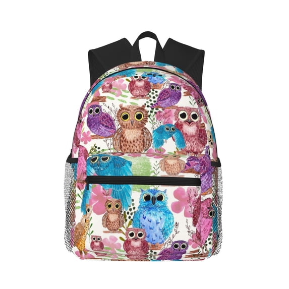 Wukai Watercolor Owl Versatile Backpack:Spacious,Organized,Comfortable,Ideal for Travel and Everyday Use with Multiple Pockets and Padded Straps