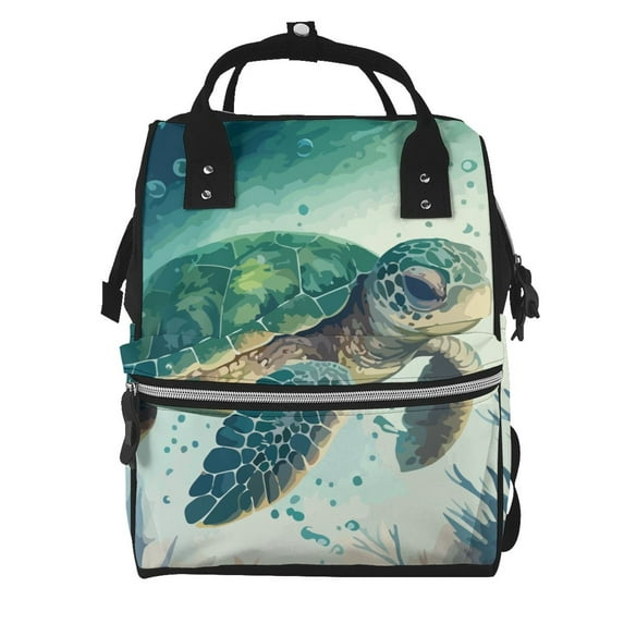 Wukai Watercolor Turtle1 Mummy Backpac,&nbsp;Diaper Bag Purse Breast Pump Bag Purse Diaper Bag for swim,gym,workout,large capacity backpack