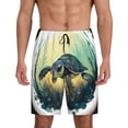 thumbnail image 1 of Wukai Watercolor Turtle3 Men’s Short Pajama Pants With Pockets Soft Sleep Pj Shorts for Men-Large, 1 of 6