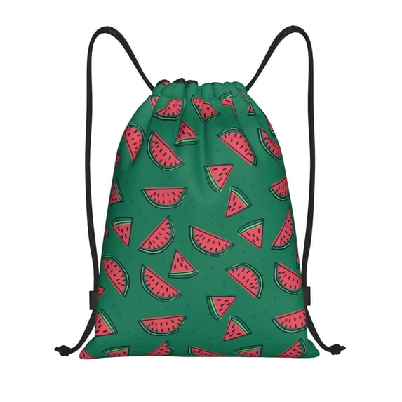 Wukai Watermelon Drawstring Backpack Bag Sport Gym Sackpack Large Size String Backpack Cinch for Women Men-Small