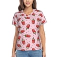 thumbnail image 1 of Wukai Watermelon Ice Cream Classic V-Neck T-Shirt for Women: Comfortable, Stylish, and Versatile Wardrobe Essential-3X-Large, 1 of 1