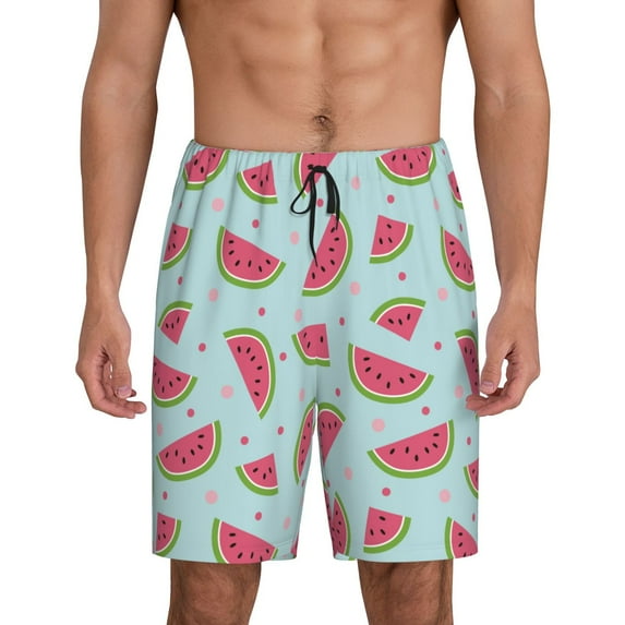 Wukai Watermelon Men’s Short Pajama Pants With Pockets Soft Sleep Pj Shorts for Men-Medium