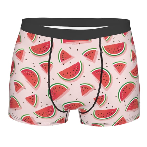 Wukai Watermelon Print Men’s Underwear Breathable Boxer Briefs, Moisture Wicking & Breathable-XX-Large