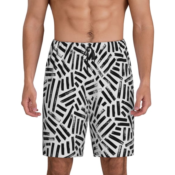 Wukai Weave Geometric Men’s Short Pajama Pants With Pockets Soft Sleep Pj Shorts for Men-X-Large