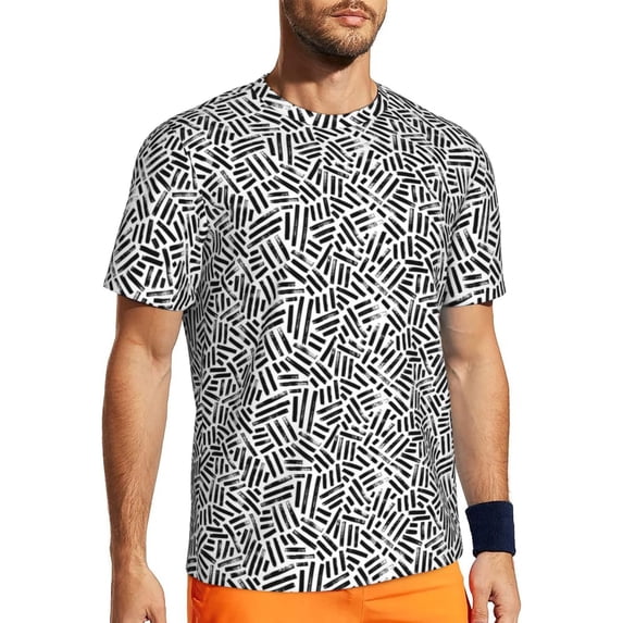 Wukai Weave Geometric Print Men's Short-Sleeved Mesh T-Shirt,Quick-Dry Short Sleeve Workout T-Shirt-Medium