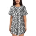 thumbnail image 1 of Wukai Weave Geometric Women's Pajama Set,Short-Sleeve Top and Shorts with Elastic Waistband and Pockets for Loungewear, Yoga, and Casual Wear-Small, 1 of 8