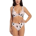 thumbnail image 1 of Wukai White And Black Rabbit Women's Bikini Set Two Piece,wimsuit High Waisted V Neck Twist Front Adjustable Spaghetti Straps Bathing Suit-Small, 1 of 7