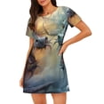 thumbnail image 1 of Wukai White And Red Storm Dragon Print Women's Loose Short Sleeve Nightgown, Soft Sleep Dress for Comfortable Relaxation, Casual Lounge Wear, 1 of 6