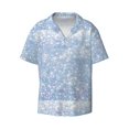 thumbnail image 1 of Wukai White Bule Glitter Men's Casual Short-Sleeve Button Down Shirt - Lightweight Summer Dress Shirt for Daily Wear-Medium, 1 of 7