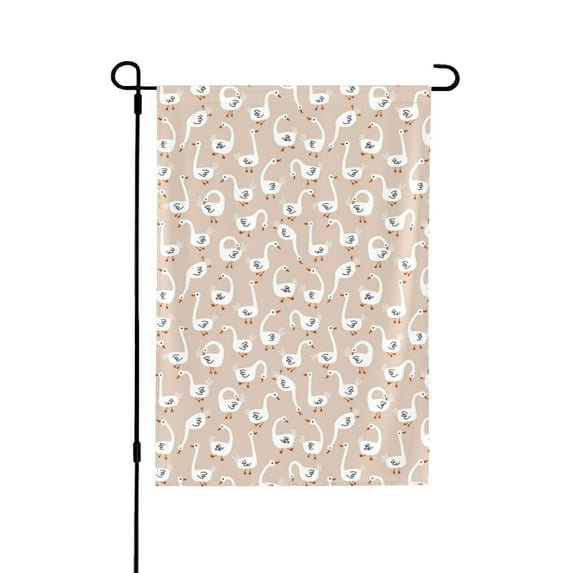 Wukai White Goose Garden Flags Double Sided Welcome Garden Yard House Flags Outside Outdoor House (Only Flag)