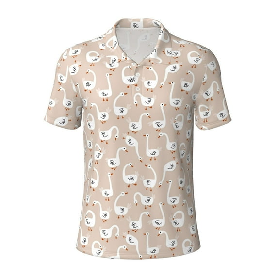Wukai White Goose Men’s Polo Shirts,Quick-Dry Athletic Shirt,Classic Fit Shirts-Small