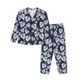 thumbnail image 1 of Wukai White Leaves Print Women's Pajama Set - Soft Long Sleeve Sleepwear for Comfort and Style-XX-Large, 1 of 9