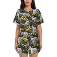 thumbnail image 1 of Wukai White Retro Off-Road Vehicle Print Women's Pajama Set - Short-Sleeve Top and Shorts with Elastic Waistband and Pockets for Loungewear, Yoga, and Casual Wear-X-Large, 1 of 8