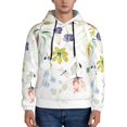 thumbnail image 1 of Wukai Wildflowers Print Men Hoodies Fleece Sweatshirts Long Sleeve Sweaters Pullover Fall Outfits Winter Clothes-X-Large, 1 of 7