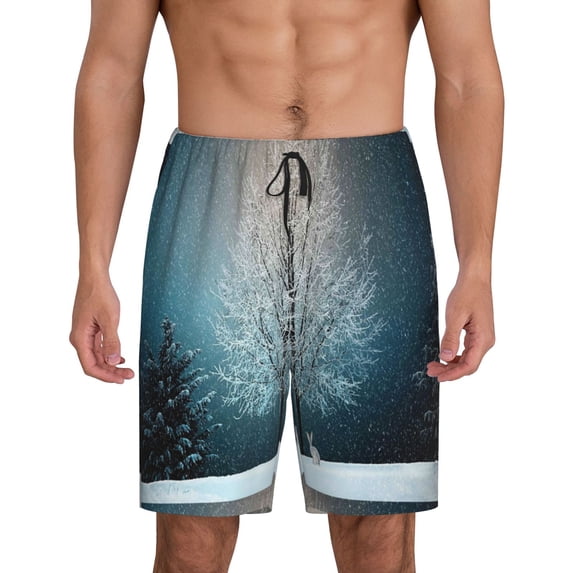 Wukai Winter Rabbit Men’s Short Pajama Pants With Pockets Soft Sleep Pj Shorts for Men-