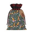 thumbnail image 1 of Wukai Wolf Fox In Flower Forest Print Christmas Burlap Bags,Drawstring Christmas Burlap Goody Gift Candy Bags Xmas Burlap Treat Bags for Candy Wrapper Xmas Party Favors-Black, 1 of 8