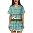 thumbnail image 1 of "Wukai Wood Grain Women's Pajama Set - Short-Sleeve Top and Shorts with Elastic Waistband and Pockets for Loungewear, Yoga, and Casual Wear-Large, 1 of 8