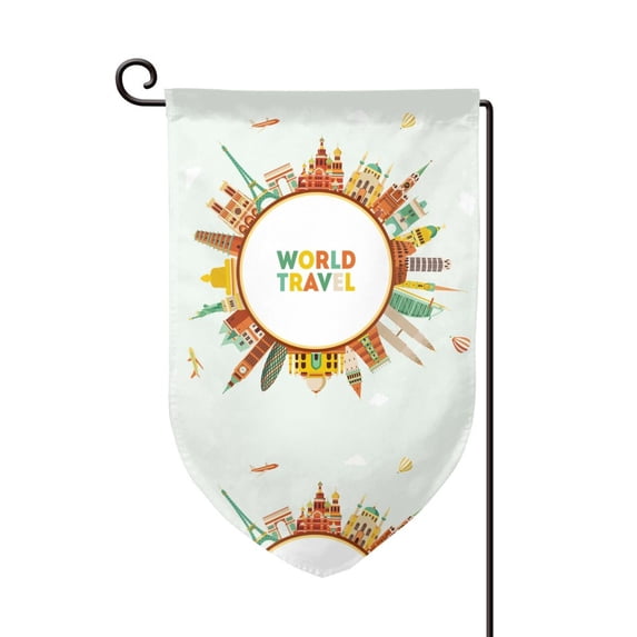 Wukai World Travel3 Print Garden Flag 12.5x18 Inch Double Sided Sun-resistant Rain-resistant, Wrinkle-resistant Colorfast(Only Flag)