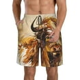 thumbnail image 1 of Wukai Yak Print Beach Trunks with Compression Liner Swimsuit Quick Dry Beach Sports Shorts with Pocket-Large, 1 of 8