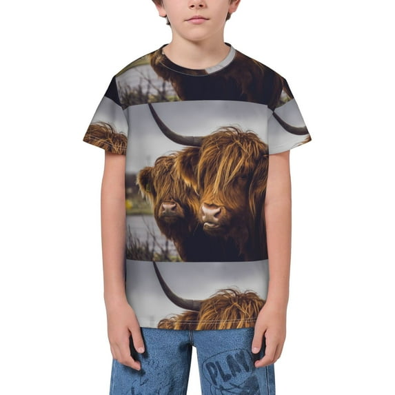 Wukai Yak Youth Unisex Short Sleeve T-Shirt for Boys, Girls, Teens, and Kids-X-Small