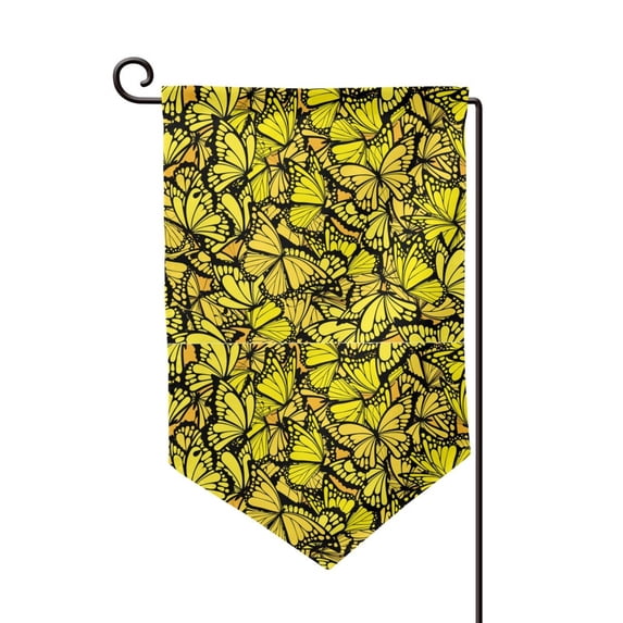 Wukai Yellow Butterflies Print Garden Flag 12.5x18 Inch Double Sided Sun-resistant Rain-resistant, Wrinkle-resistant Colorfast(Only Flag)