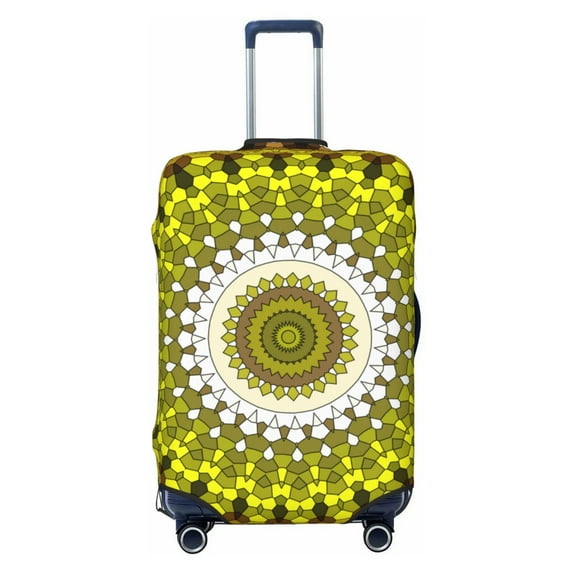Wukai Yellow Mandala Elastic Luggage Cover: Personalized Protection for Your Suitcase - Fits 19~29-inch, Washable & Durable Travel Companion-Small