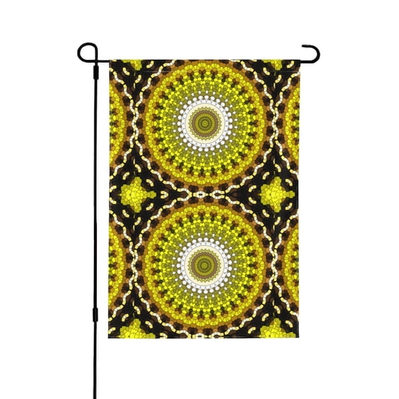 Wukai Yellow Mandala Garden Flags Double Sided Welcome Garden Yard House Flags Outside Outdoor House (Only Flag)