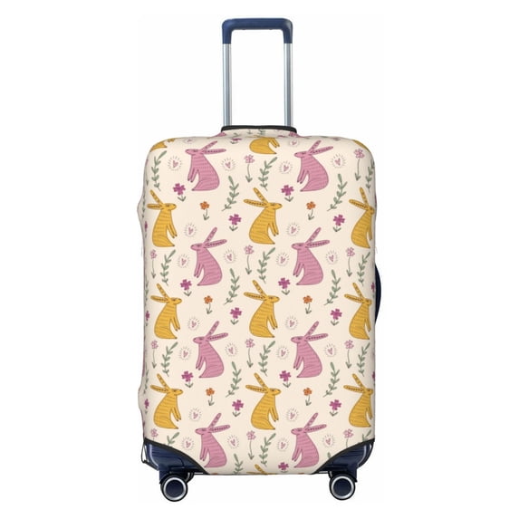 Wukai Yellow Pueple Rabbit Elastic Luggage Cover: Personalized Protection for Your Suitcase - Fits 19~29-inch, Washable & Durable Travel Companion-Small