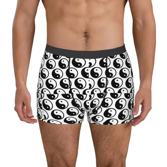 Wukai Yin Yang Print Men’s Underwear Breathable Boxer Brief for Men, Moisture Wicking & Breathable-Large